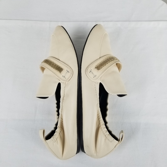 Lanvin Cream Soft Lamb Leather Loagers with Gold Chain Detail Size 7 - Picture 6 of 12
